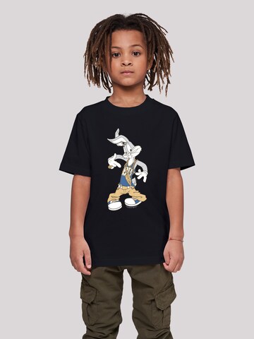 F4NT4STIC Shirt 'Looney Tunes Bugs Bunny Rapper Trickfilm Hase' in Zwart: voorkant