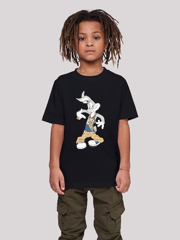 F4NT4STIC Shirt 'Looney Tunes Bugs Bunny Rapper Trickfilm Hase' in Black: front