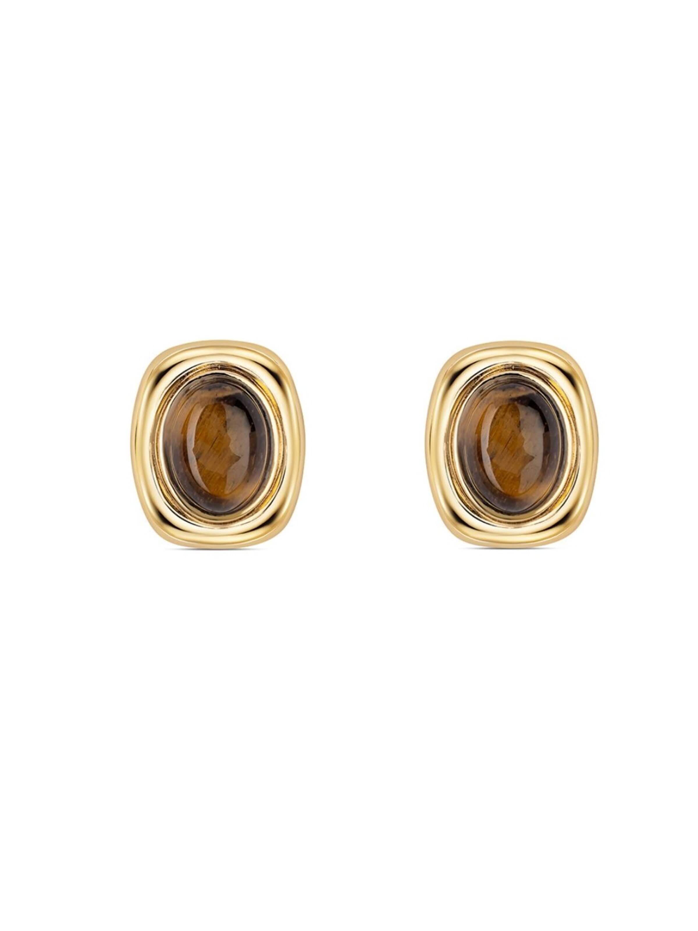 Club Manhattan Earrings 'Mila Studs Brown' in Brown: front