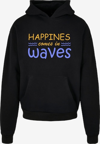 Sweat-shirt 'Summer - Happines comes in waves' Merchcode en noir : devant