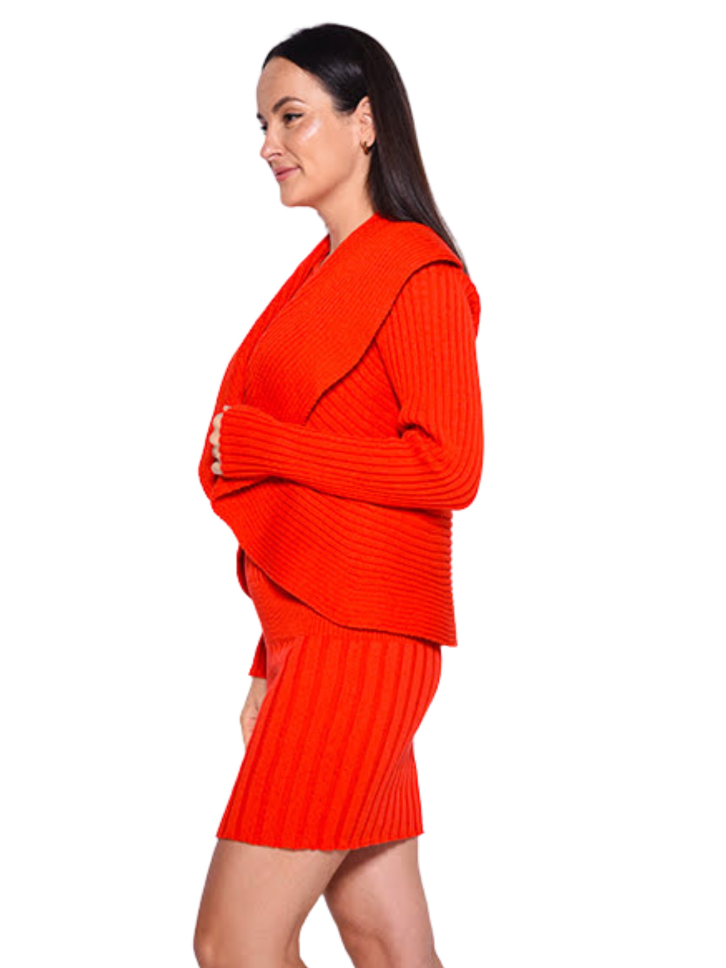 Süel knitwear - Cárdigan 'Round ribbed' en rojo
