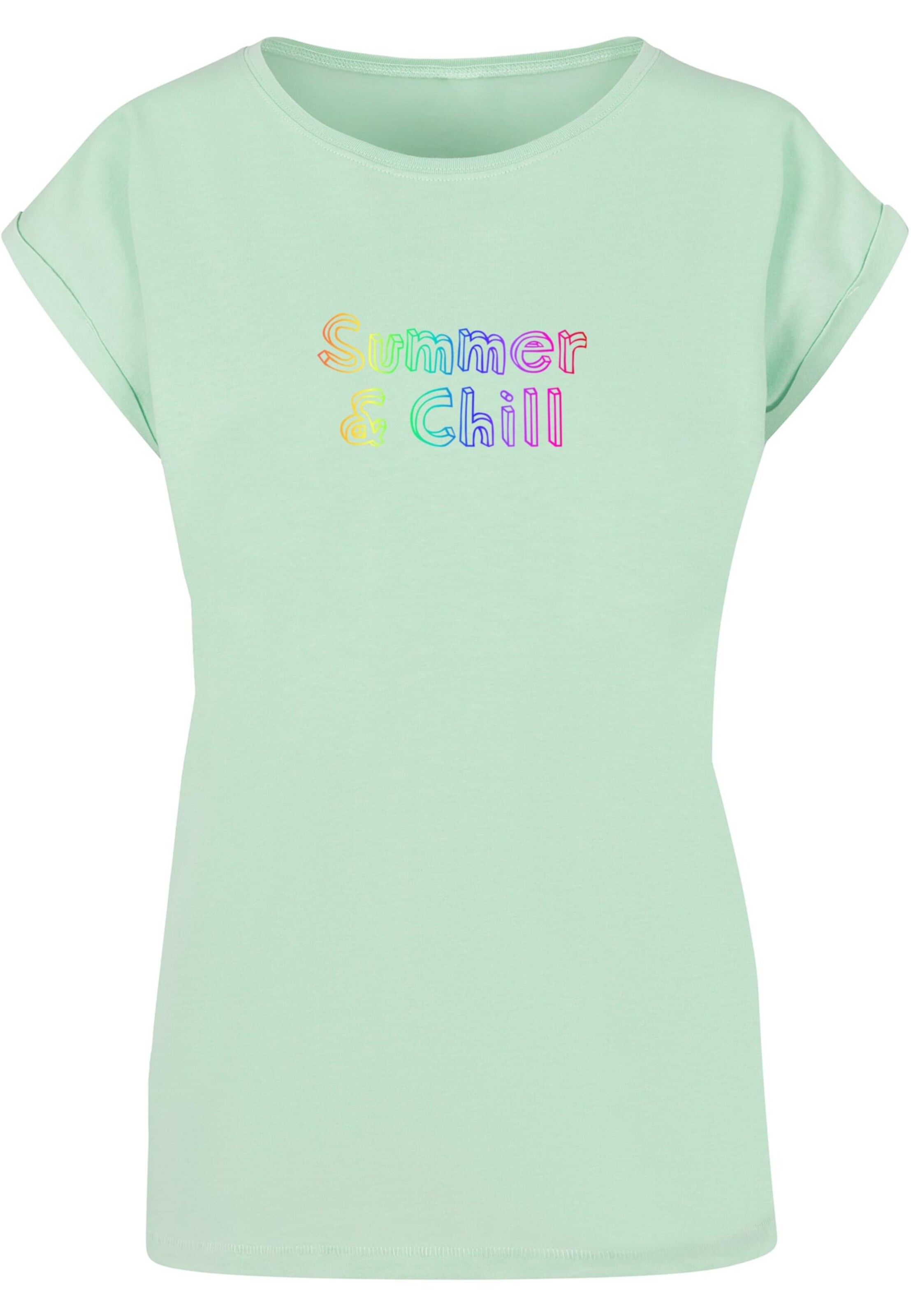 Merchcode Póló 'Summer And Chill Rainbow' - zöld: elől