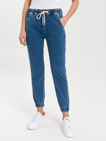 Cross Jeans Tapered Pants in Blue: front