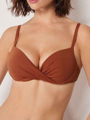 CALZEDONIA Push-up Bikini Top in Brown