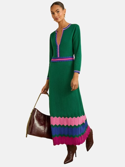 Megzta suknelė iš love & roses, spalva – mėlyna / žalia / rožinė / tamsiai rožinė, Prekių apžvalga