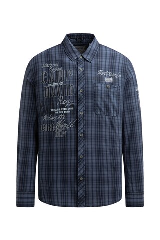 CAMP DAVID Regular Fit Karohemd mit Prints, Patches und Stickereien in Blau: Vorderseite