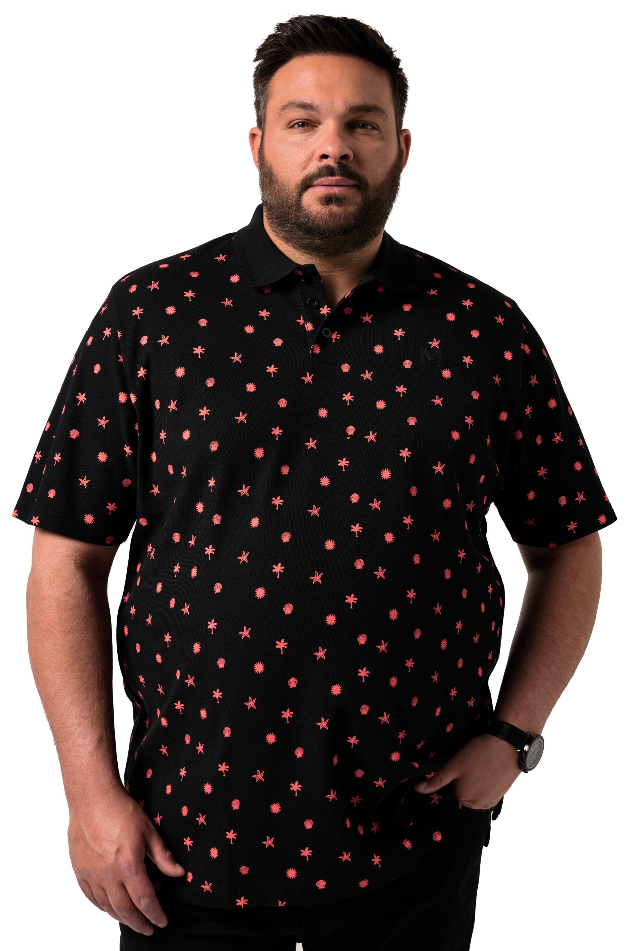 Men Plus Shirt in Black: front