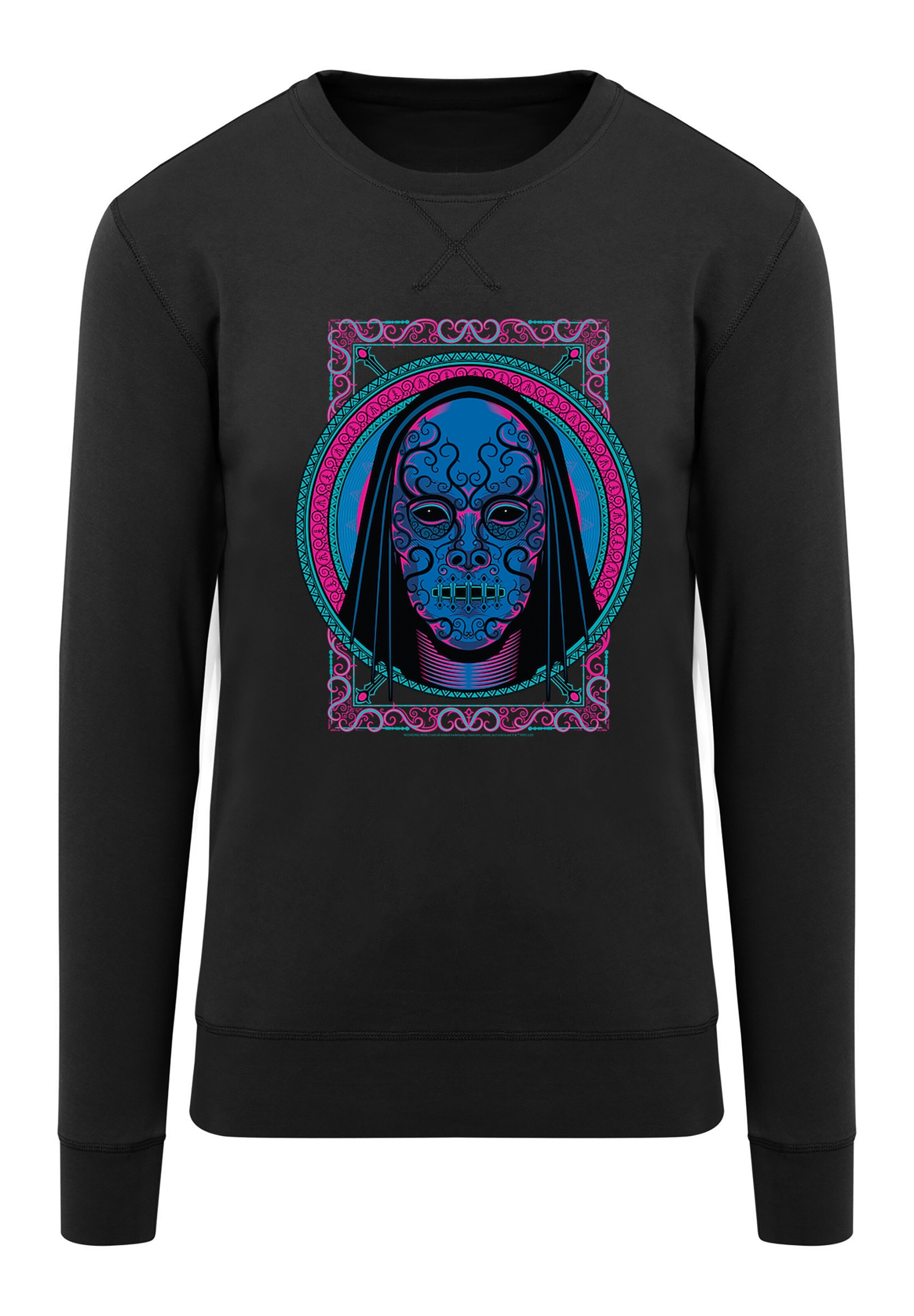 F4NT4STIC Sweatshirt 'Harry Potter Neon Todesser Maske' in Zwart: voorkant