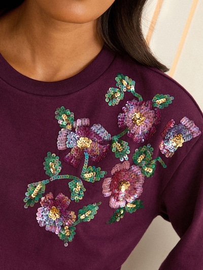 love & roses Sweatshirt i grön / björnbär / fuchsia, Produktvy