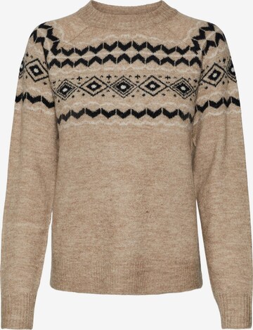 VERO MODA Sweater 'Fifi Fairisle' in Brown
