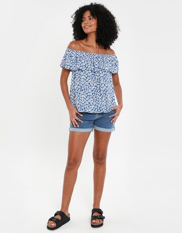 Threadbare Blouse 'THB Coronation Bardot Top' in Blue