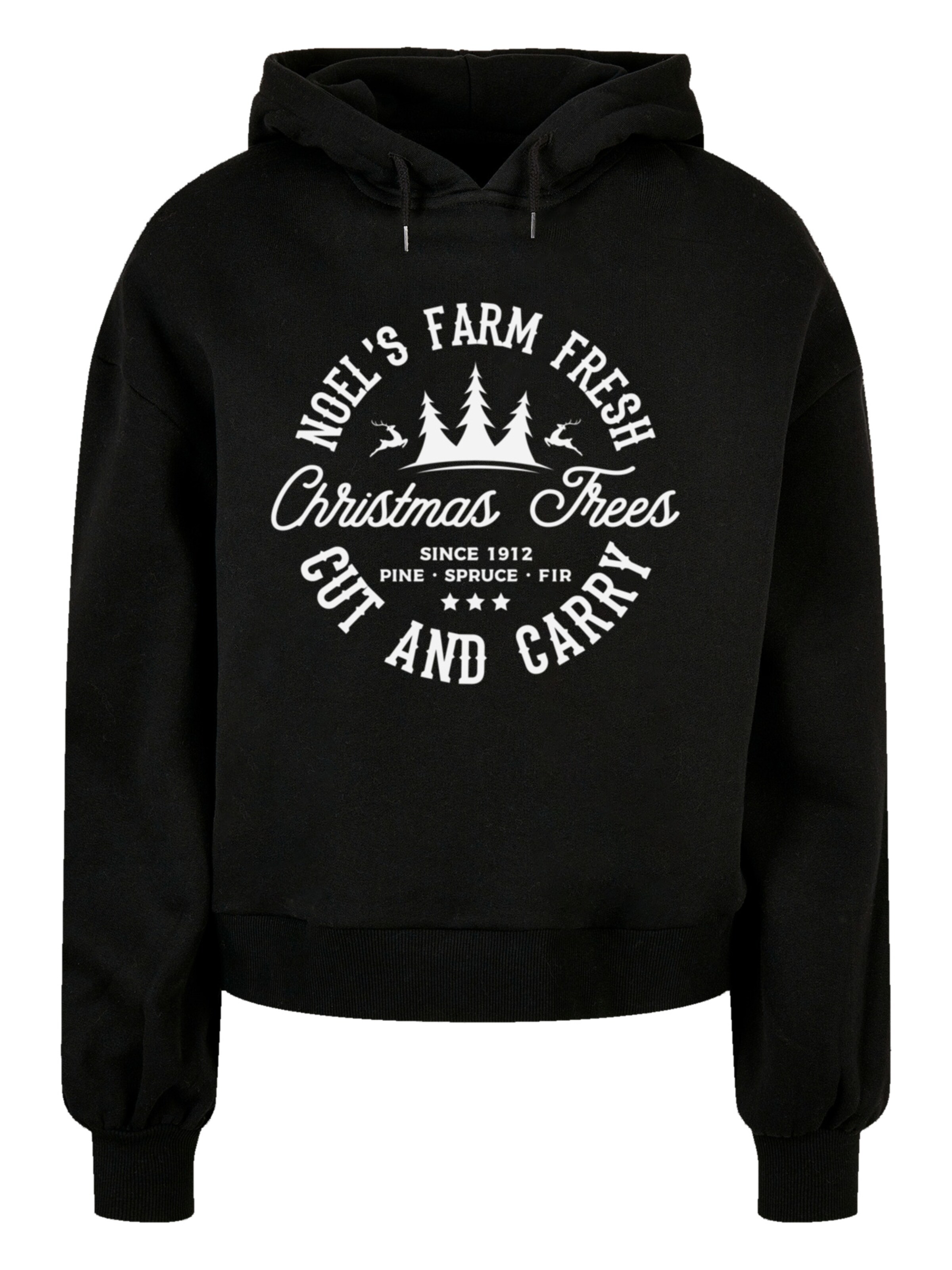 Sweat-shirt 'Christmas Trees Farm Retro Sign' F4NT4STIC en noir : devant