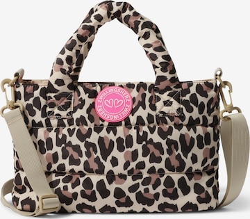 Zwillingsherz Handbag 'Leo Allover' in Beige: front