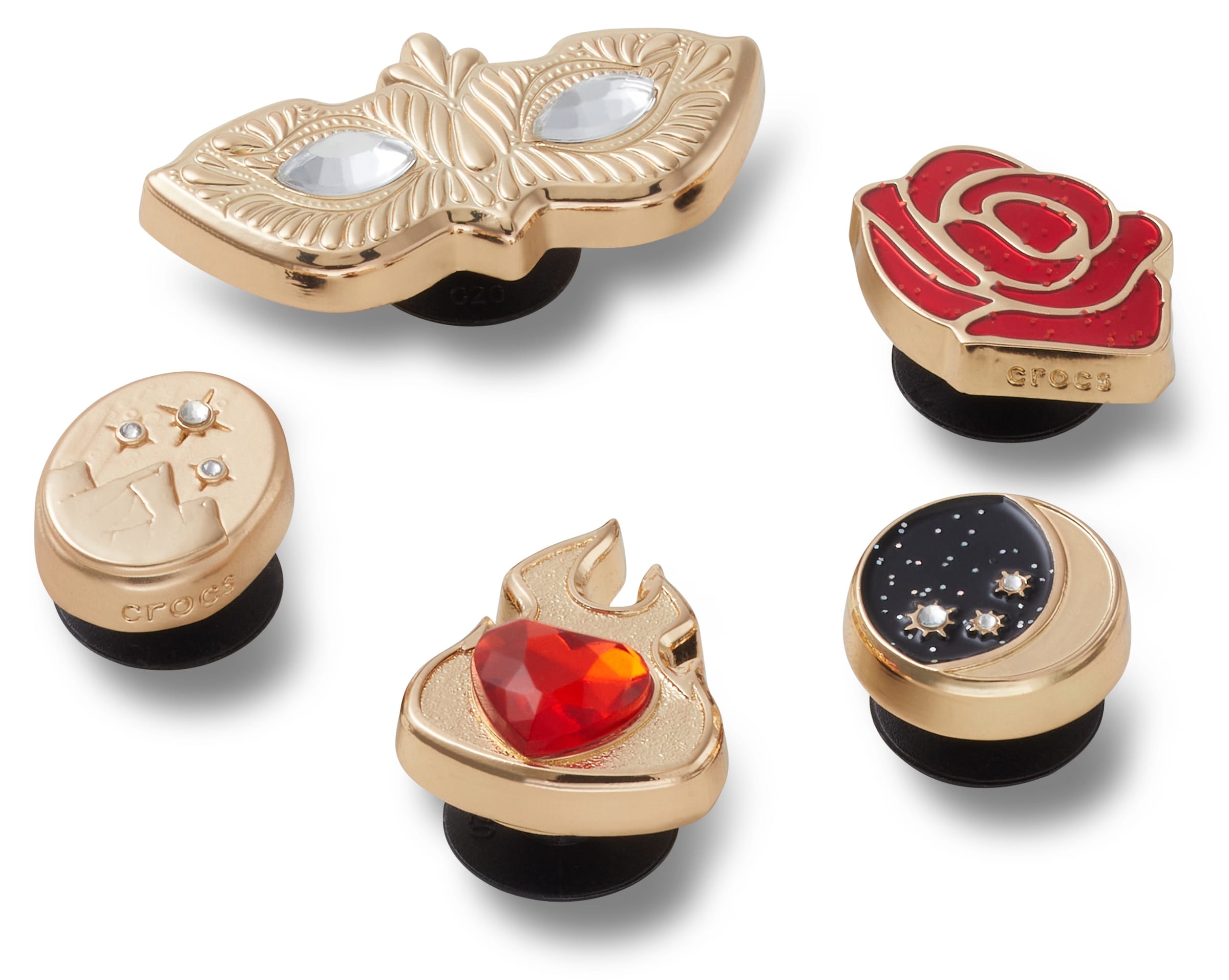 Crocs Shoe Accessories in Gold: front