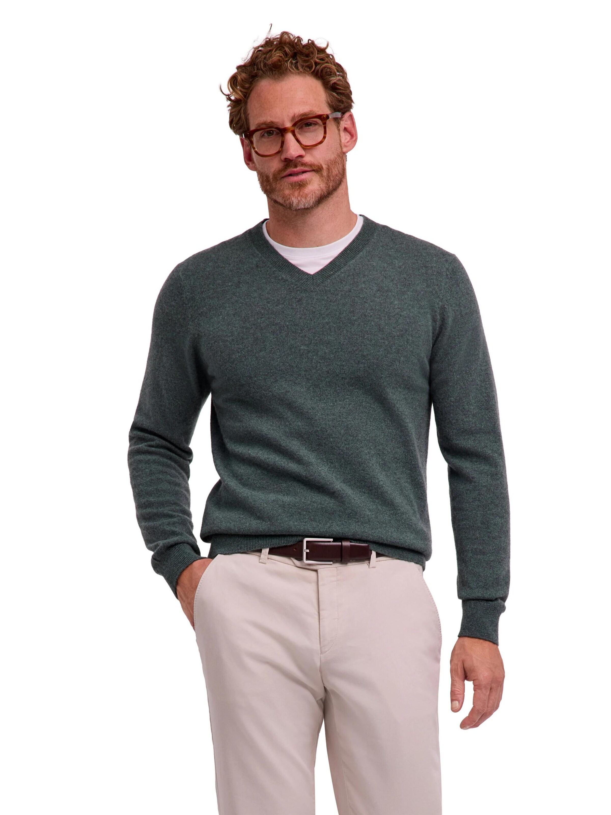 FALKE Sweater 'Pure Cashmere' in Green: front