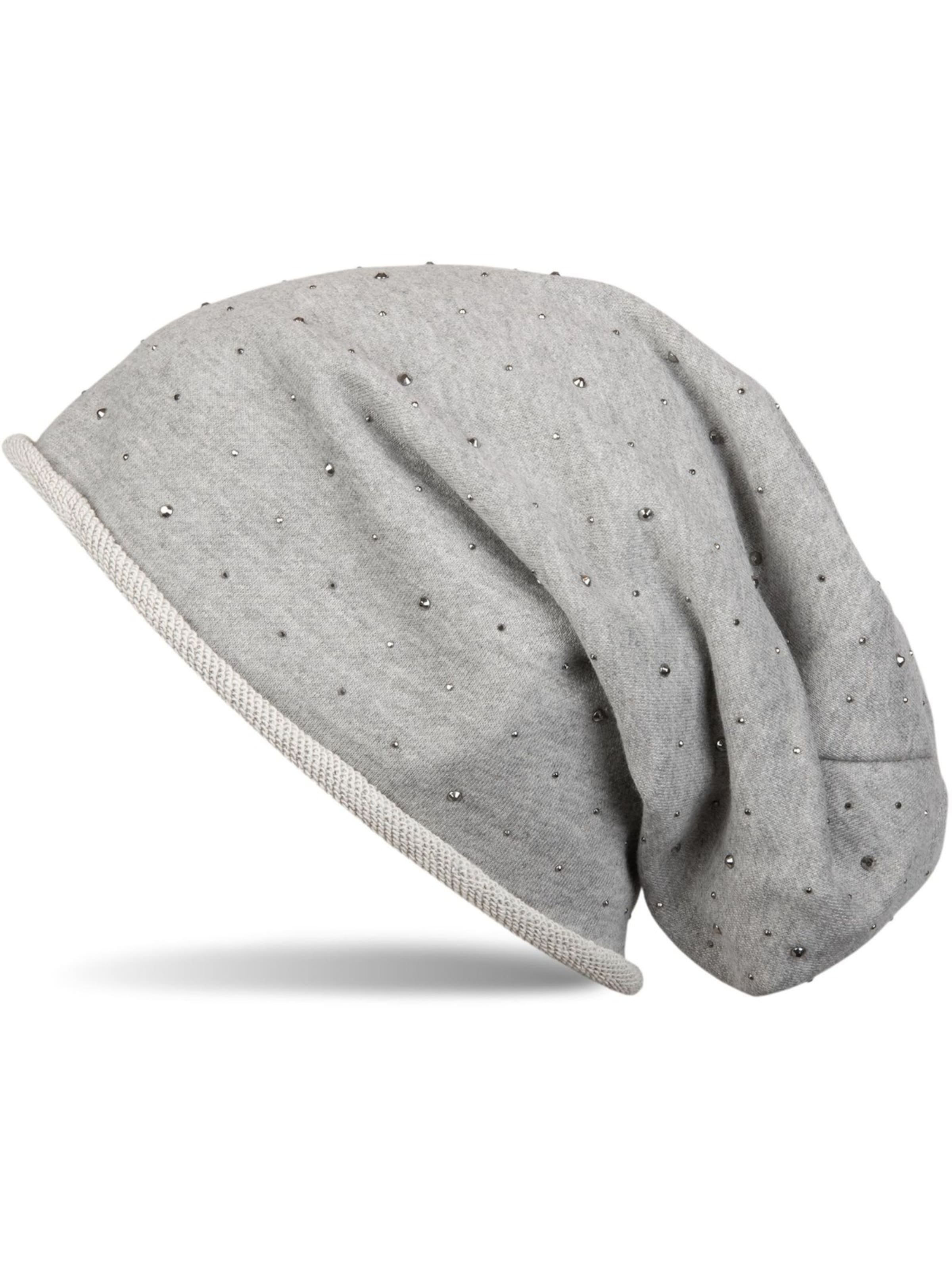 styleBREAKER Beanie 'Beanie mit Strass Nieten' in Grey: front