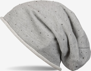 styleBREAKER Mütze 'Beanie mit Strass Nieten' in Grau: Vorderseite
