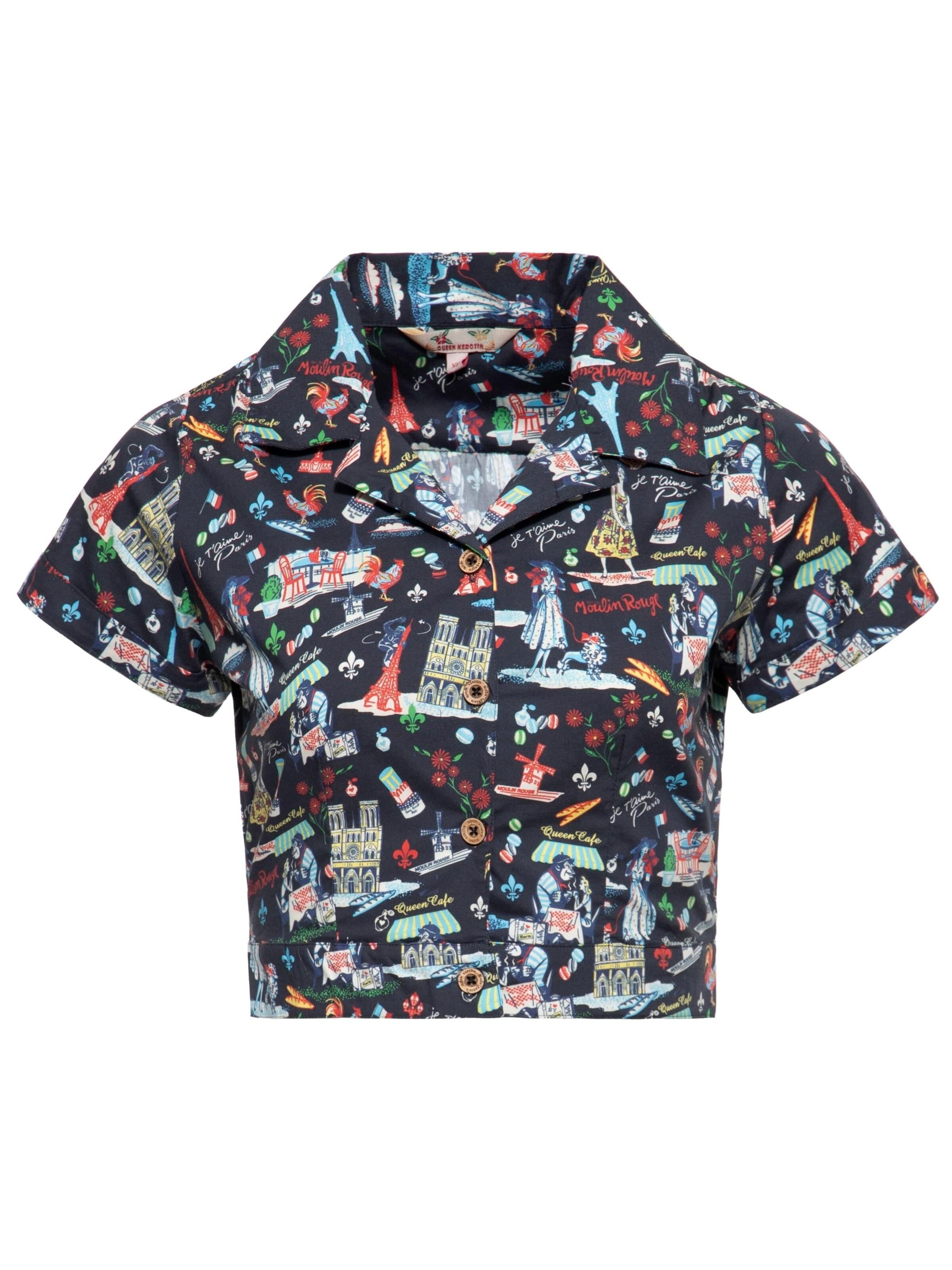 Queen Kerosin Bluse 'Paris'‌‌‌‌‌ in Schwarz: Vorderseite
