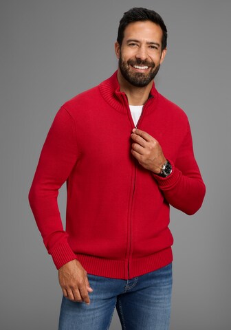 Man's World Knit Cardigan in Red: front