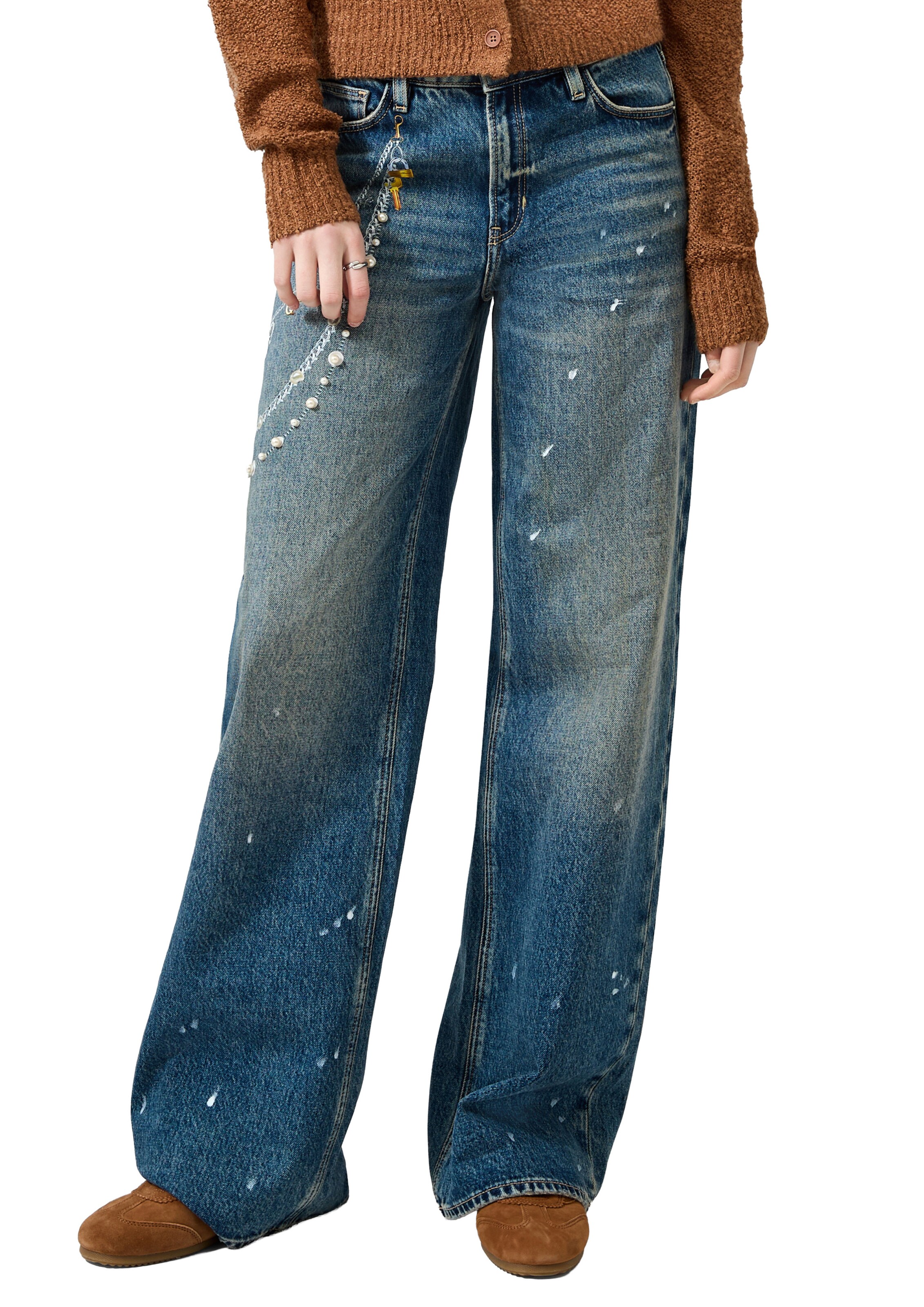 QS Wide Leg Jeans in Blau: Vorderseite