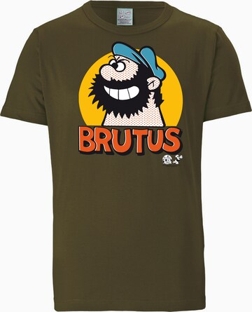 LOGOSHIRT Shirt 'Popeye - Bluto Popart' in Groen: voorkant