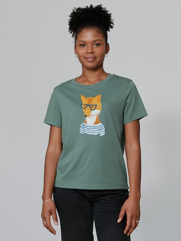 Watapparel T-Shirt 'Fuchs' in Grün: Vorderseite