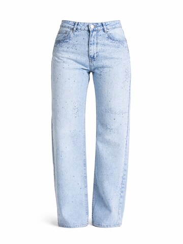 IT'S BASIC Regular Jeans 'RHINESTONE STRAIGHT MID RISE JEANS' in Blauw: voorkant