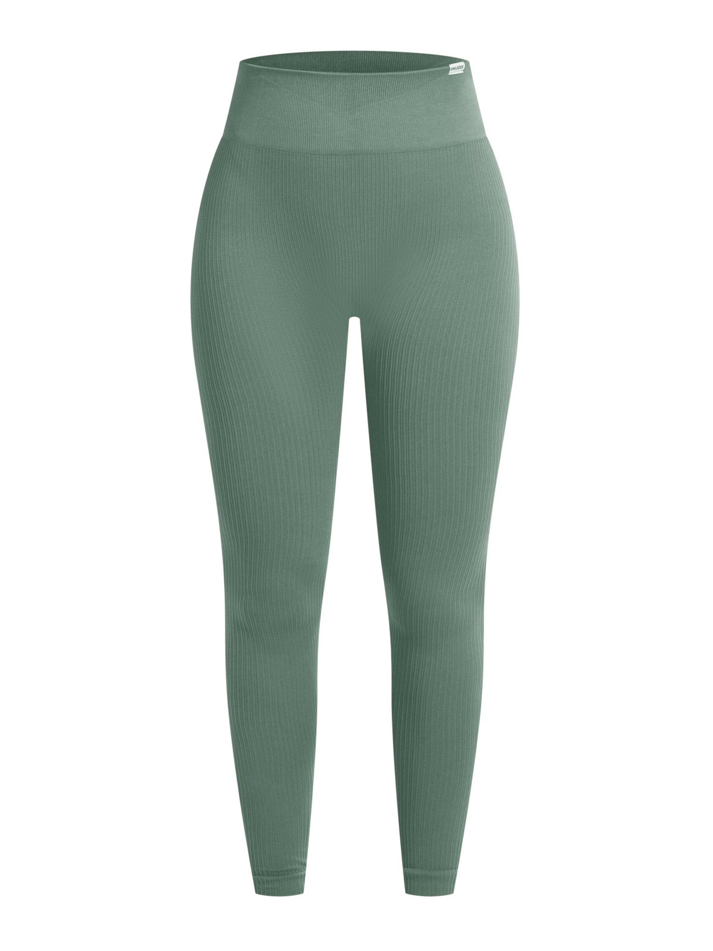 Smilodox Amaze Ripp Compressive Leggings in Grün: Vorderseite