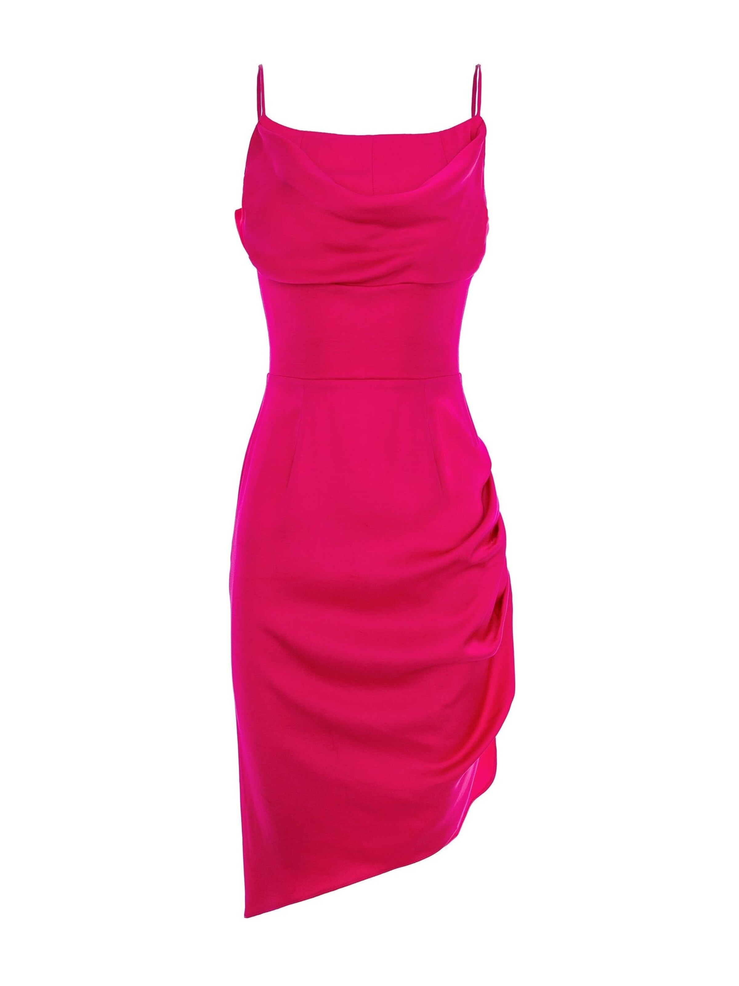 AVENUE N°29 Kjole 'Midi Slip Dress With Side Gathering' i 32 i hindbær, Produktvisning
