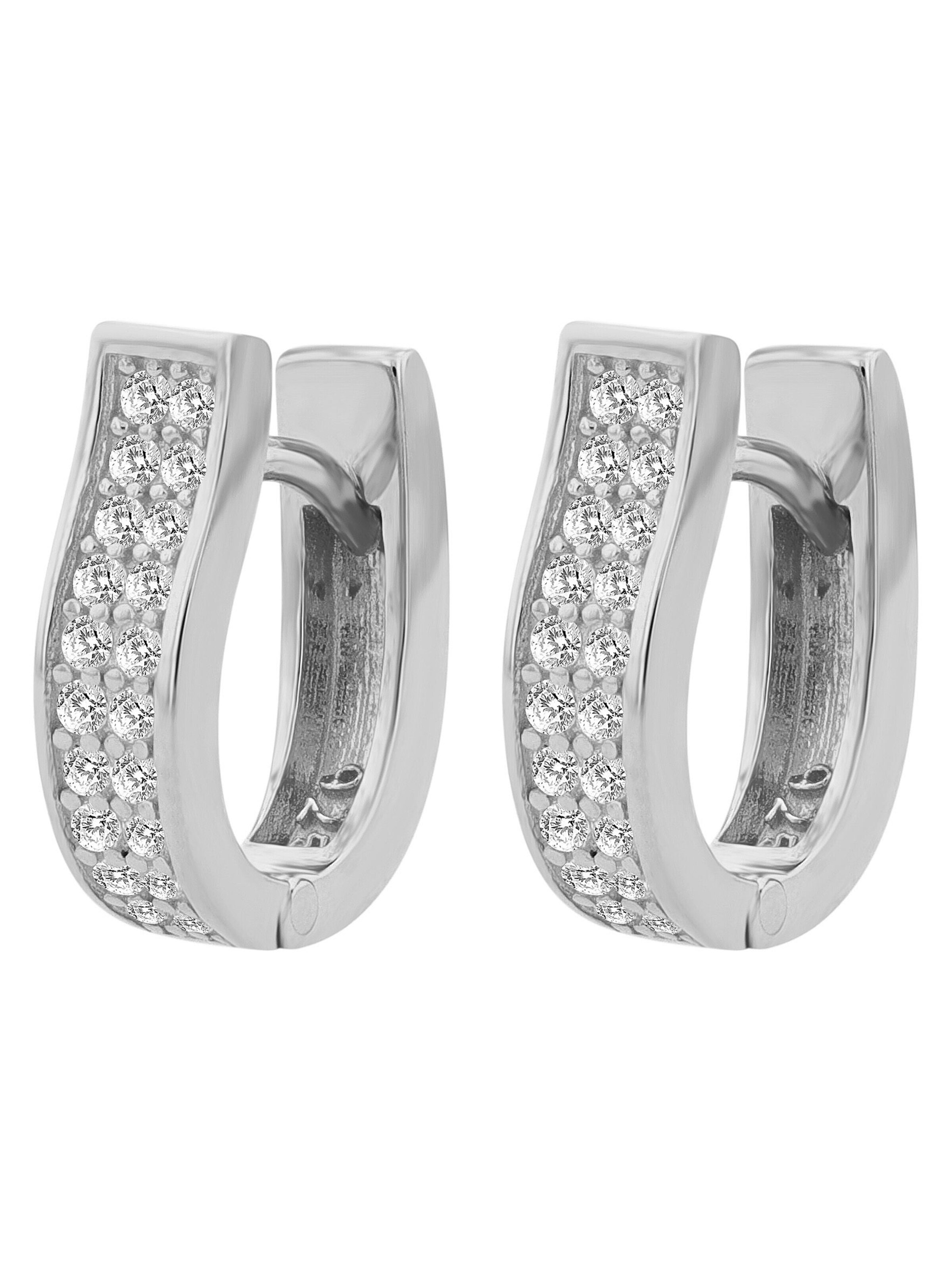 Akzent Earrings '"Yucca" aus 925 Sterlingsilber, rhodiniert, langlebig' in Silver