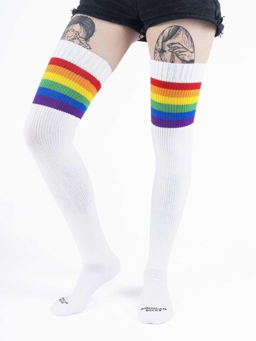 American Socks Overknee socks 'Rainbow Pride - Ultra High' in White