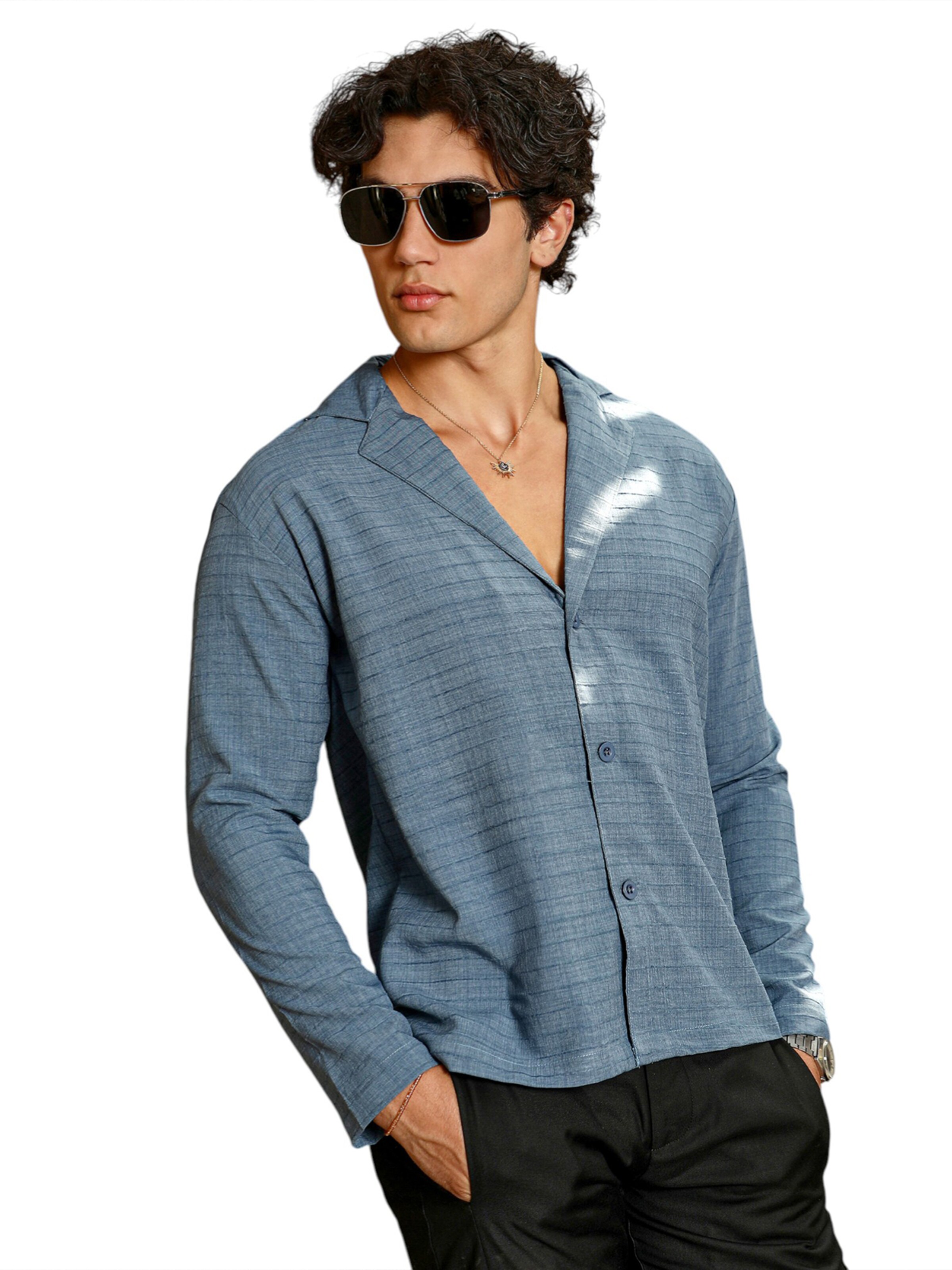 Campus Sutra Средняя посадка Рубашка 'Kaliyah' в Синий