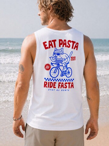 Neverless Shirt 'Eat Pasta Ride Fasta' in White