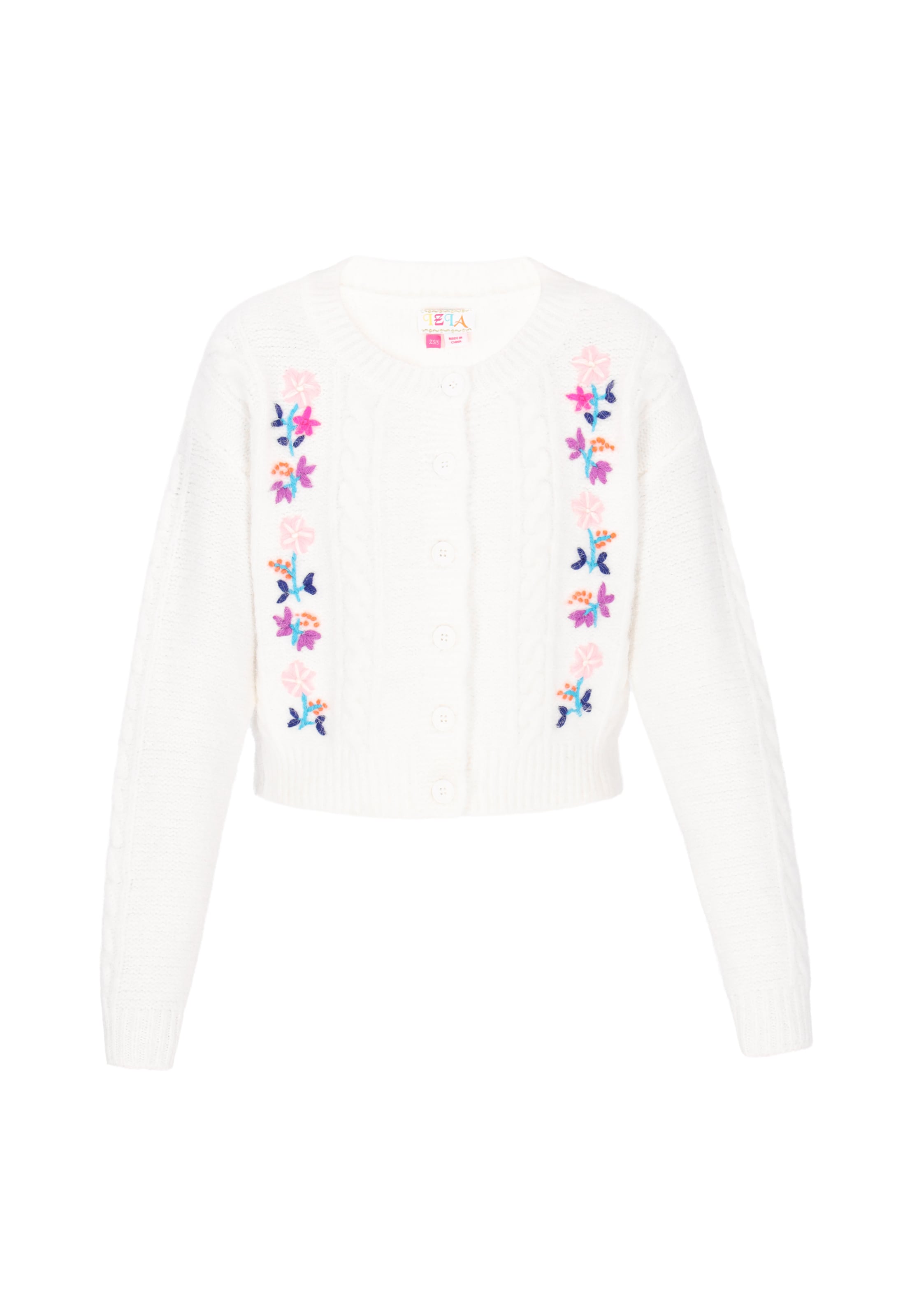 balts IZIA "Oversize" stila adīta jaka: no priekšpuses