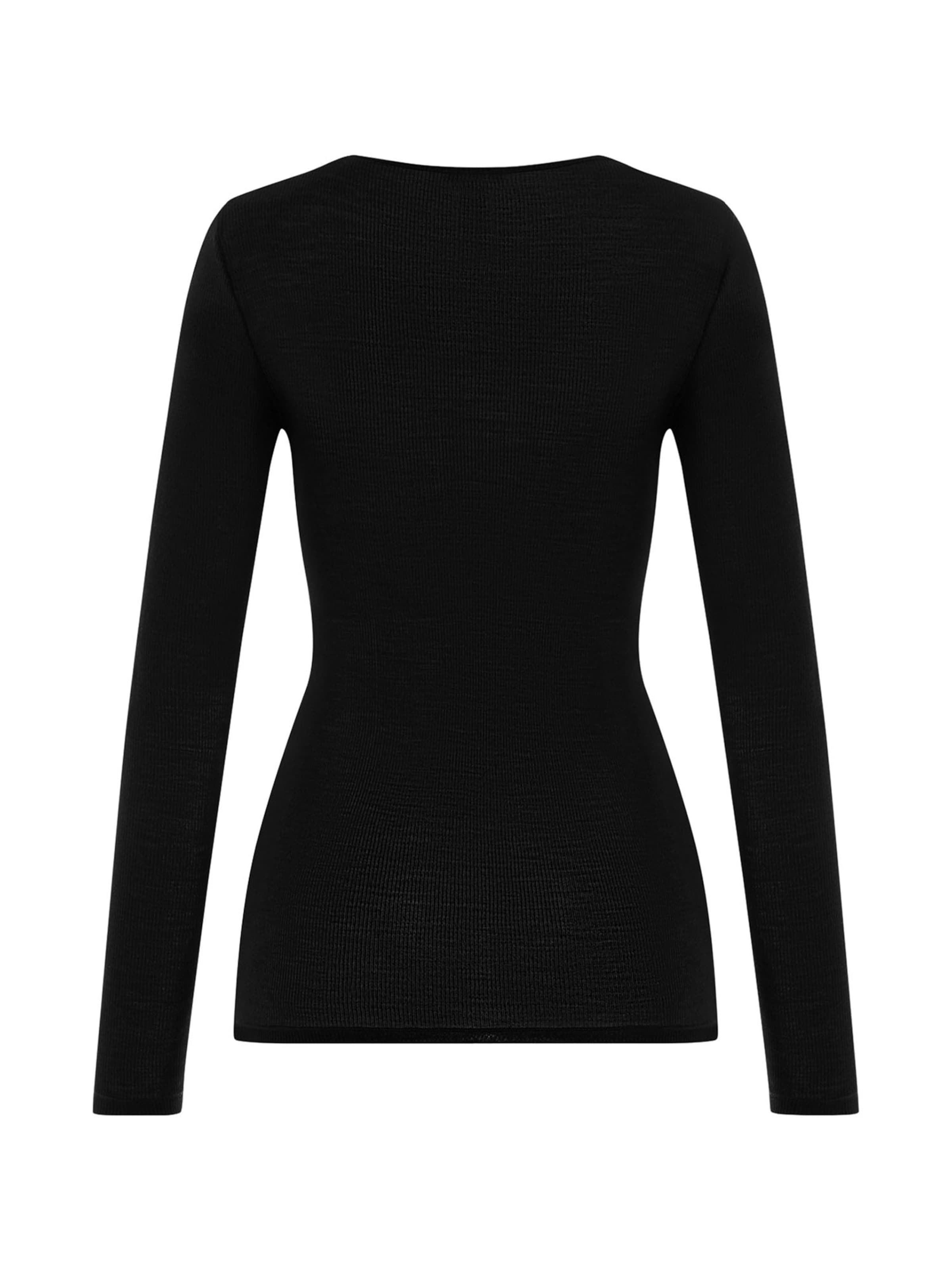 Hanro Shirt ' Woolen Lace ' in Zwart