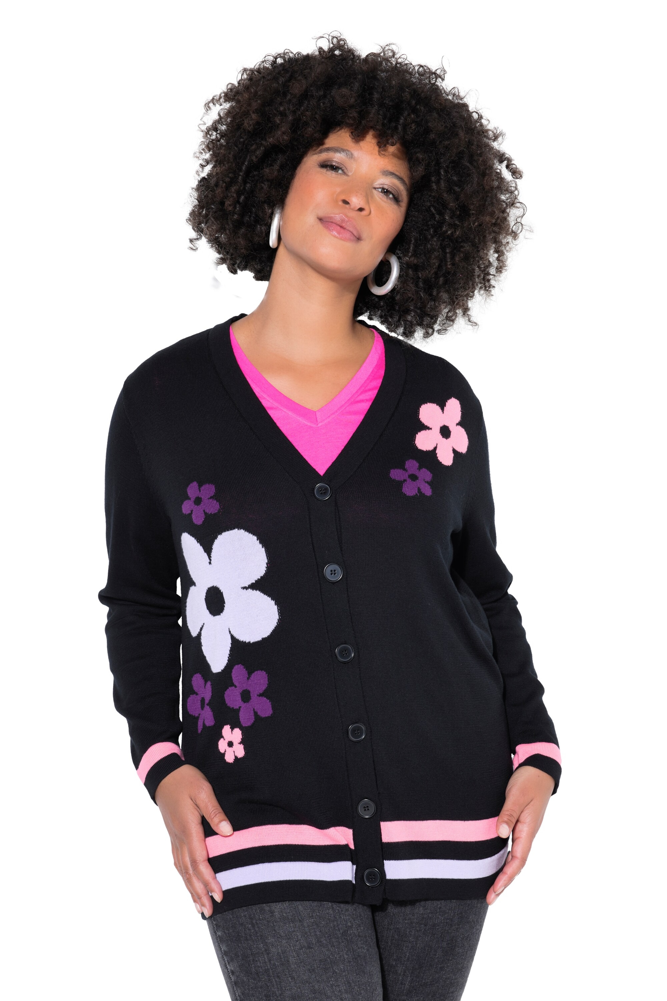 Angel of Style Knit cardigan in Black: front