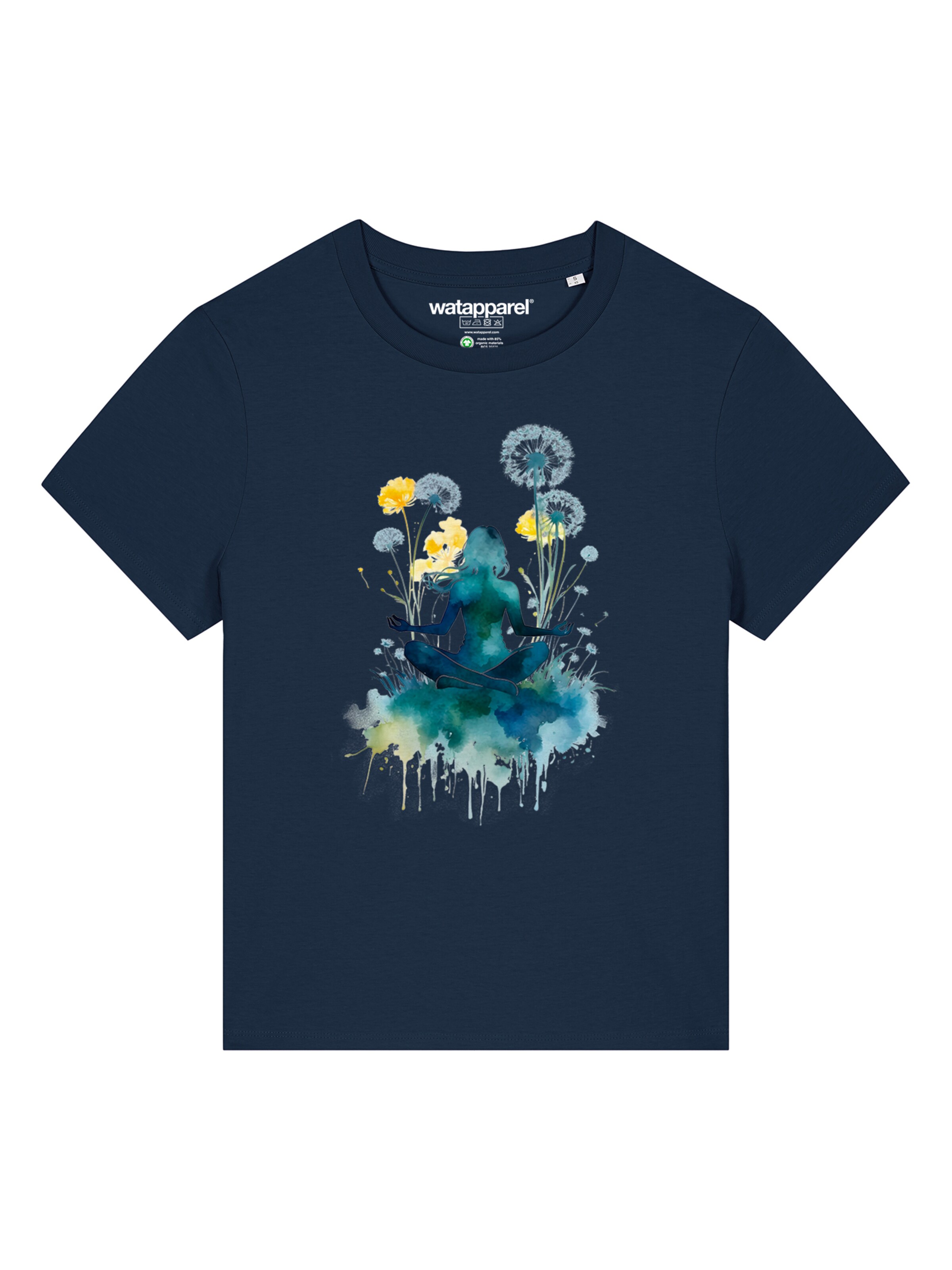 Maglietta 'Yoga & Meditation' di Watapparel in blu: frontale