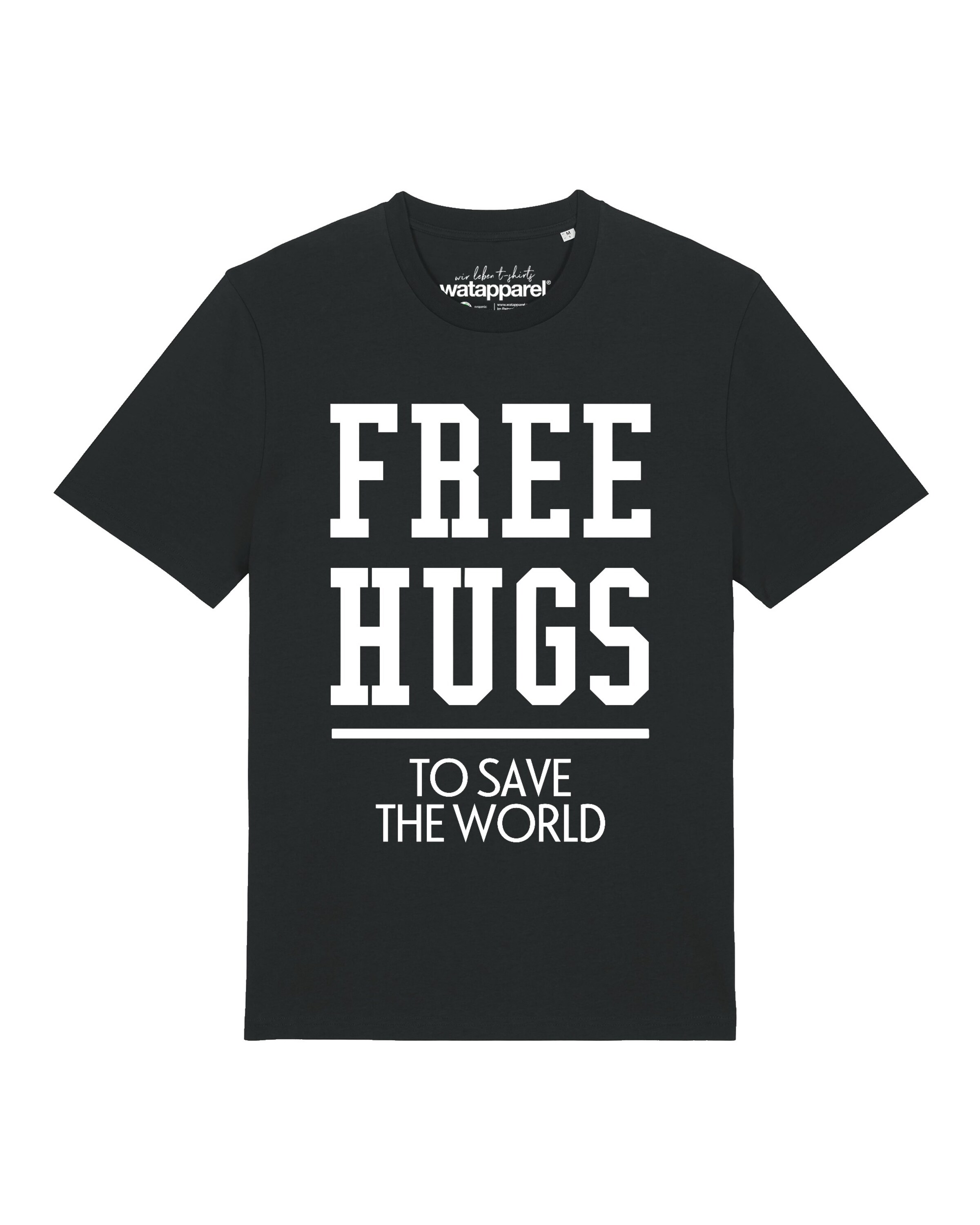 T-Shirt 'Free Hugs To Save The World' Watapparel en noir : devant