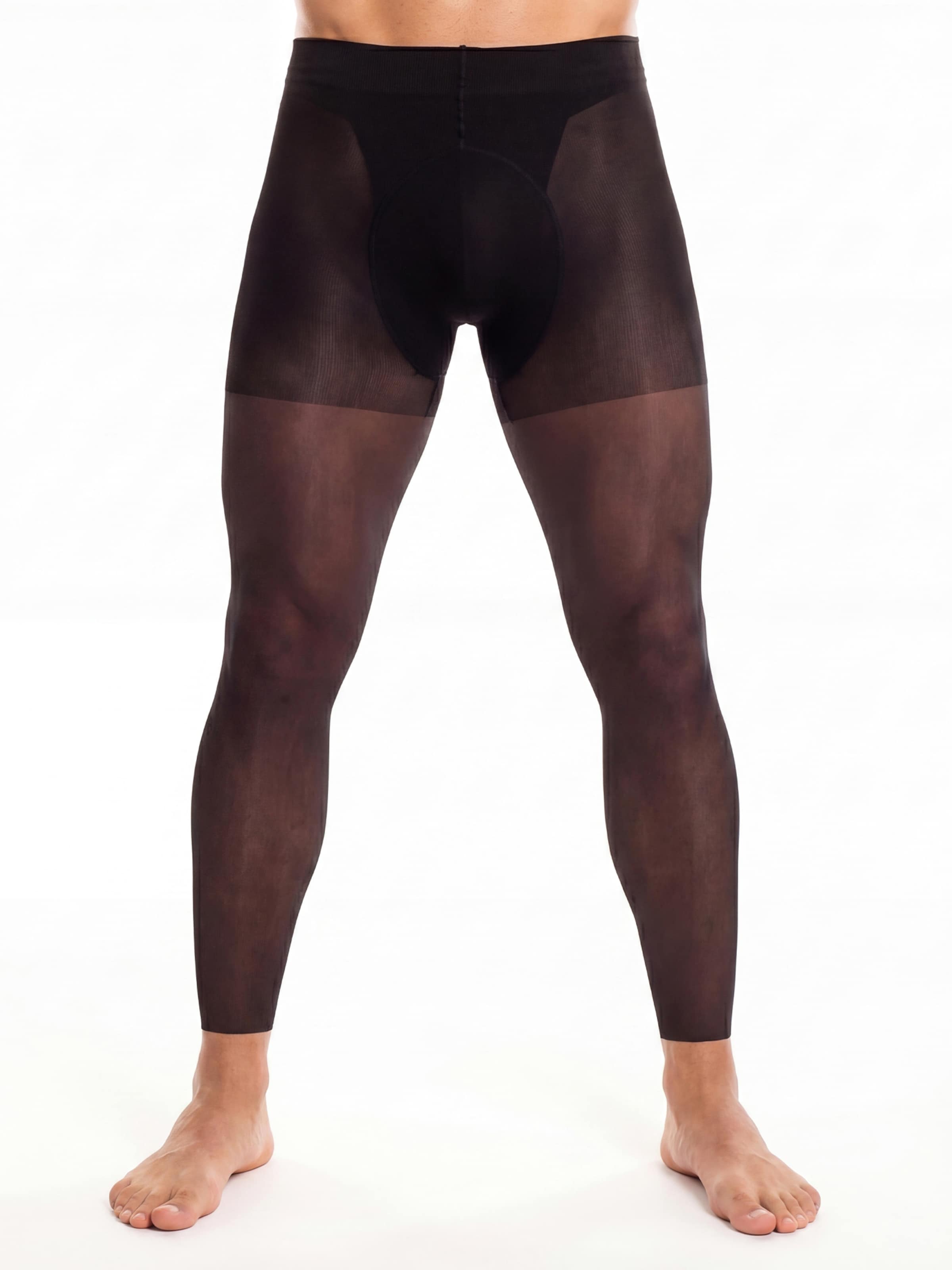 GLAMORY Lange Unterhose 'Thermoman 100 Microfaser Strumpfhose ohne Fuss'‌‌‌ in Schwarz: Vorderseite