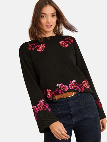 Pull-over love & roses en noir : devant
