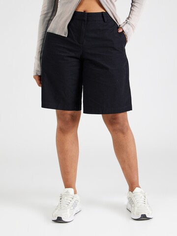 WEEKDAY Loosefit Lærredsbukser i sort: forside