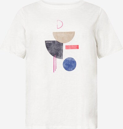 Esprit Curves T-Shirt in dunkelbeige / blau / pink / schwarz / offwhite, Produktansicht