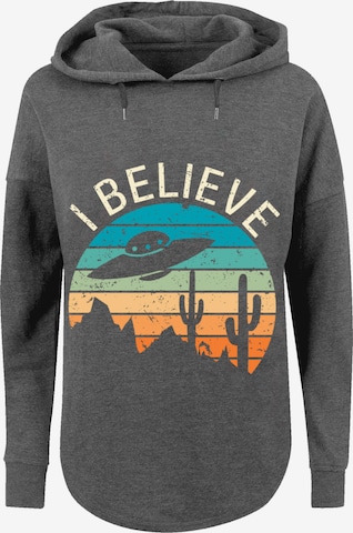 Sweat-shirt 'I Believe UFO Alien Sonnenuntergang' F4NT4STIC en gris : devant