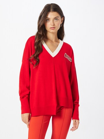 BOSS Sweter 'Florica' w kolorze czerwony: przód