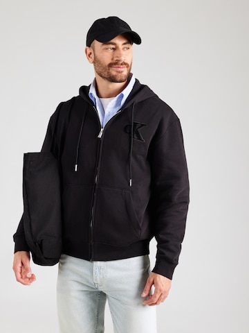 Calvin Klein Jeans Sweatvest in Zwart: voorkant