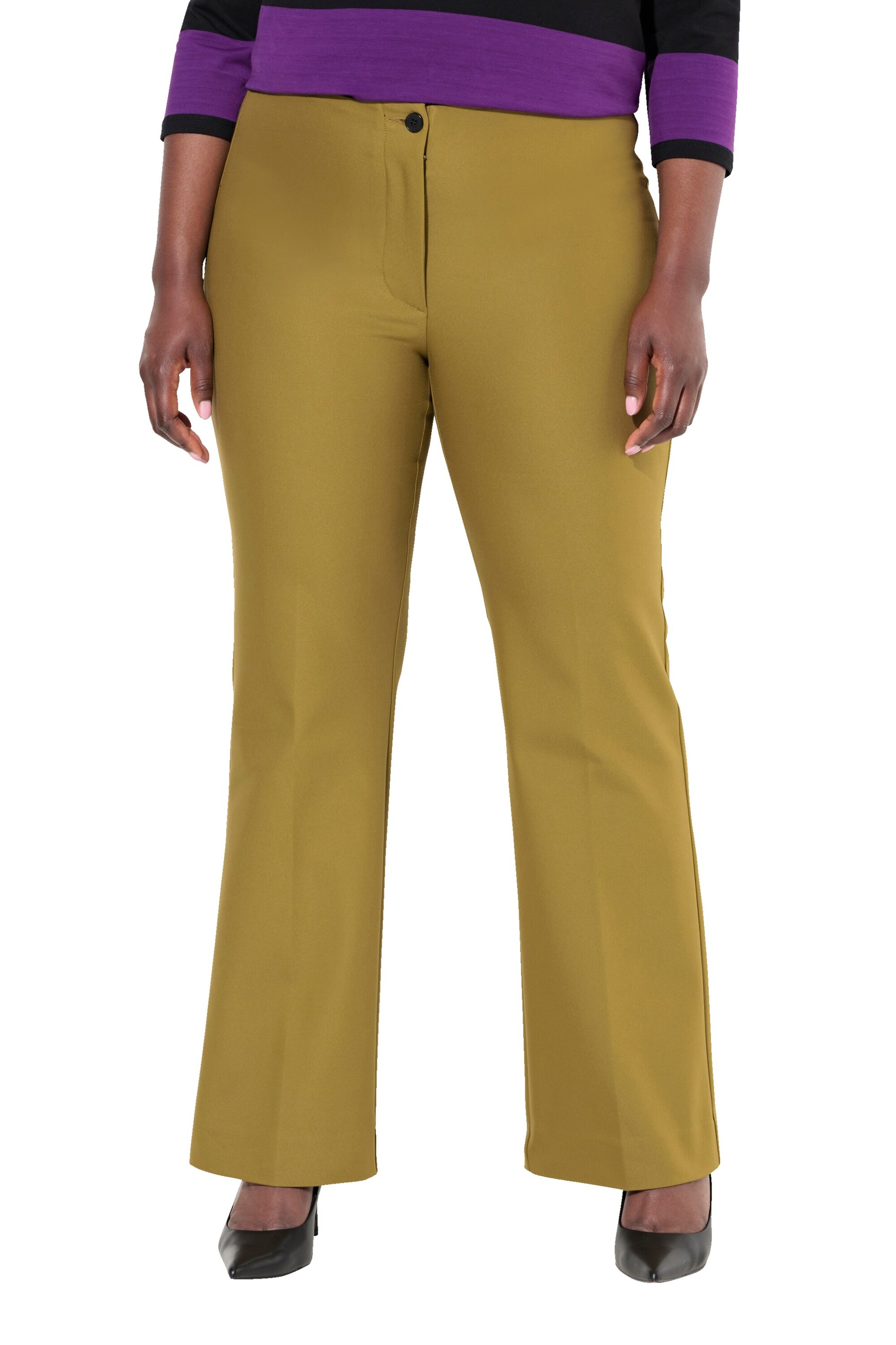 Ulla Popken Flared Trousers in Green: front