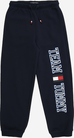mėlyna TOMMY HILFIGER Siaurėjantis Kelnės 'TEAM': priekis