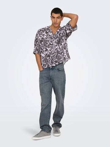 Only & Sons Comfort fit Overhemd 'ONSHarris' in Lila
