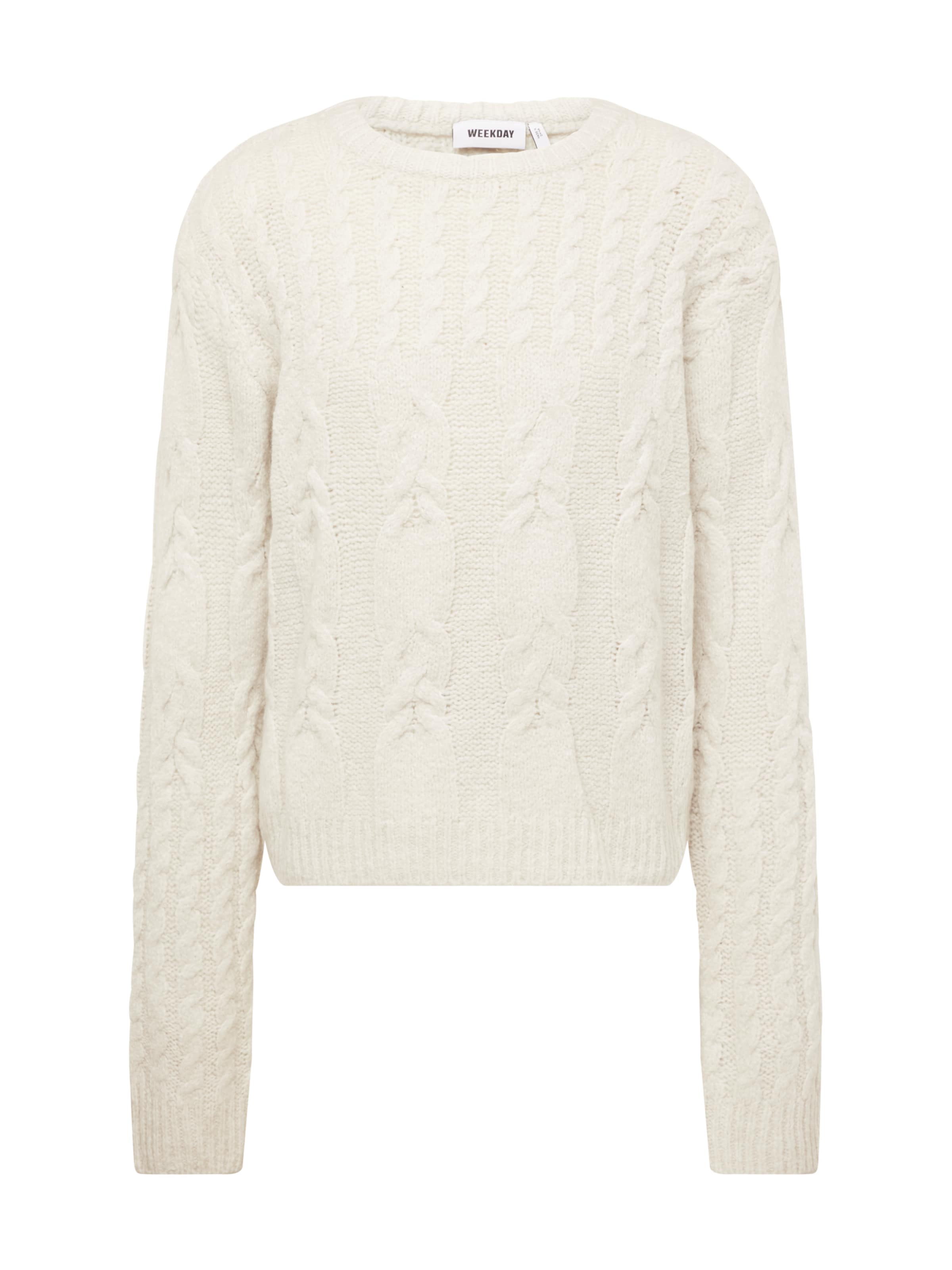 WEEKDAY Пуловер 'Jesper' в бяло: отпред