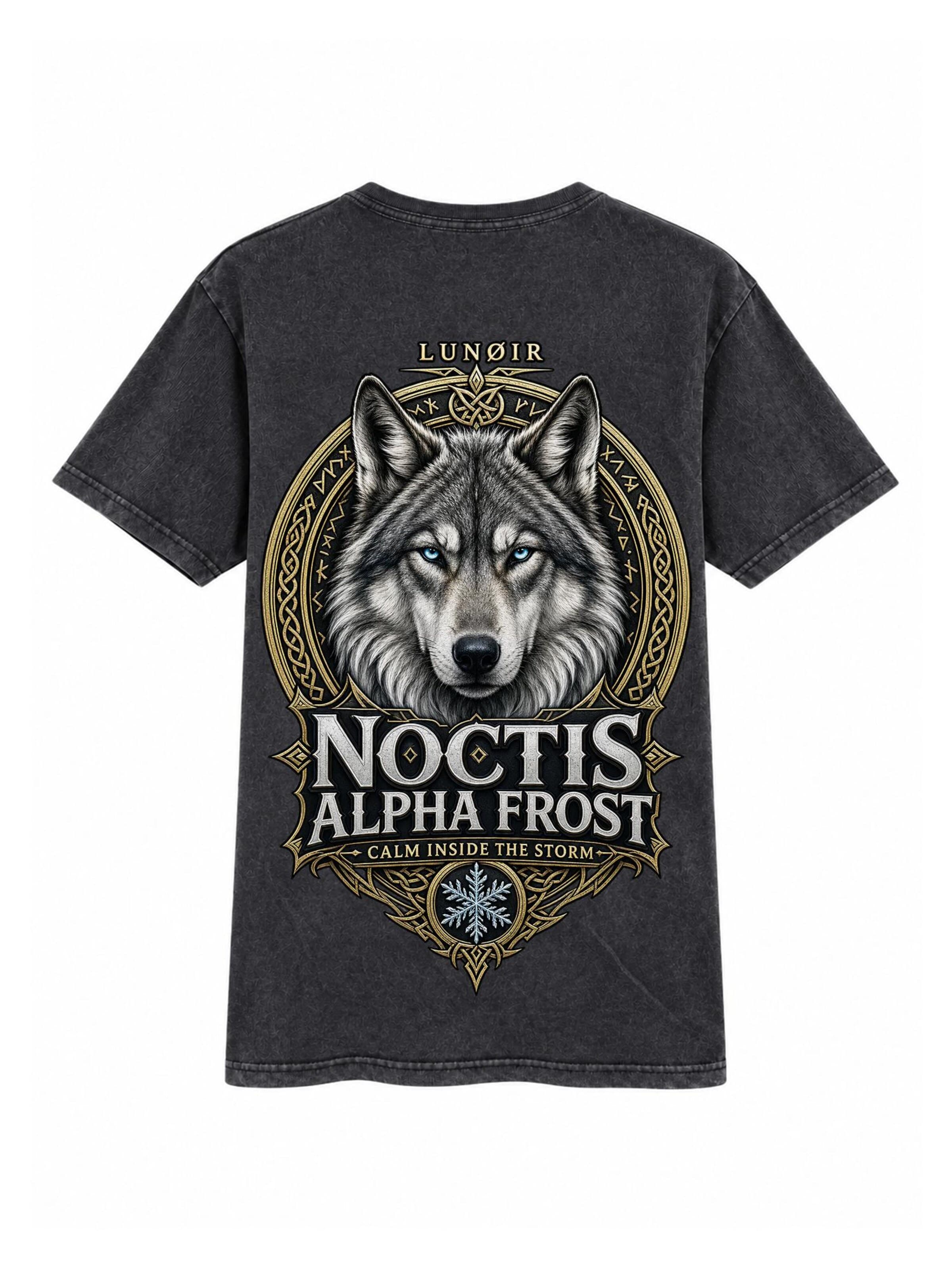LUNØIR Studio Póló 'Noctis Alpha Frost' - fekete: elől